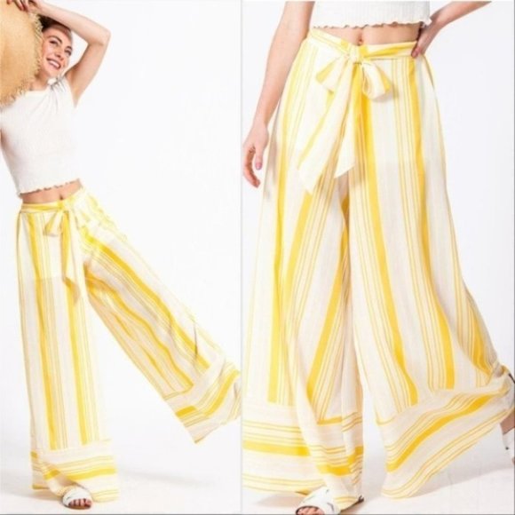 Palazzo Pants White and Yellow - Natalie - Picture 2 of 4
